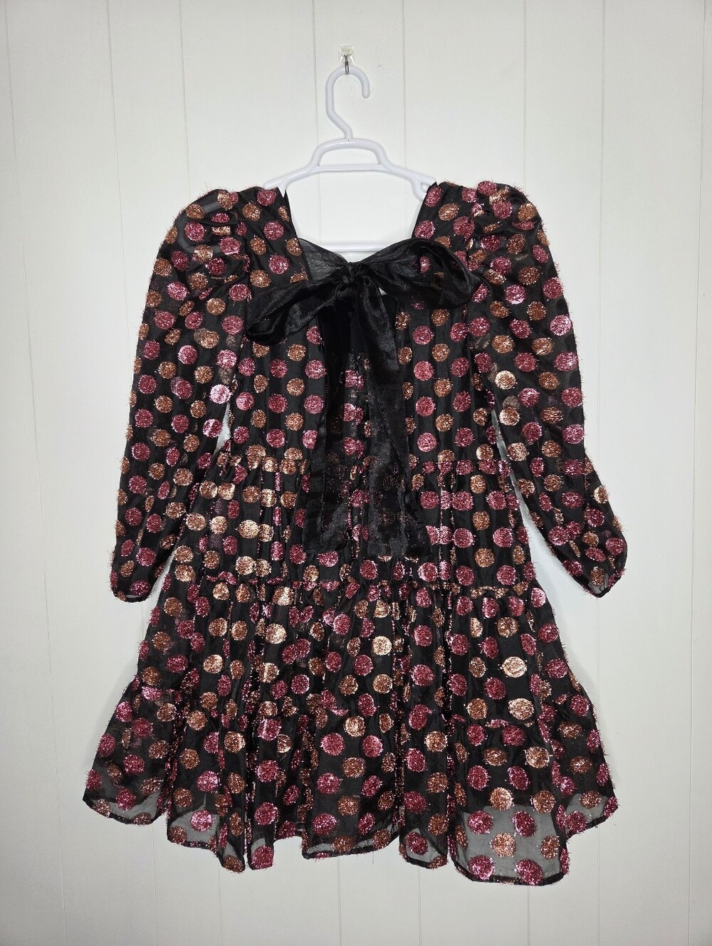 DREAM Sister Jane Alix Metallic Dotted Polka Dot Mini Dress Size Medium - Picture 7 of 9